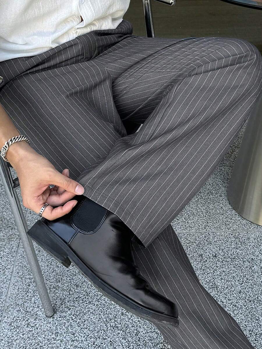 Korean Classic Stripe Trousers - Image 2
