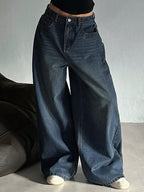 Dark Blue Energy Baggy Wide Leg Jeans
