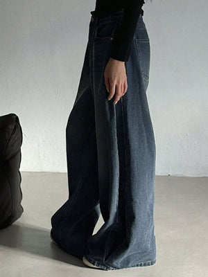 Dark Blue Energy Baggy Wide Leg Jeans