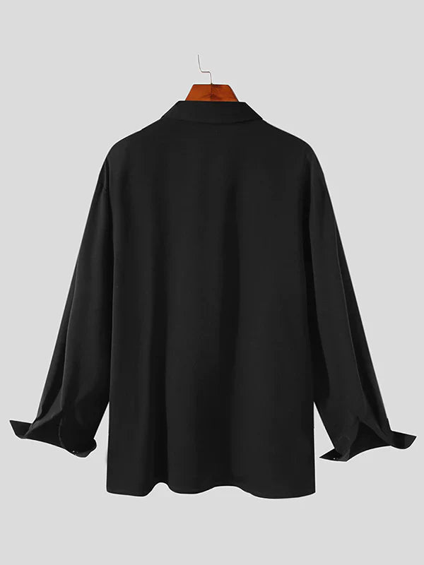 Double Button Casual Lapel Long-Sleeved Shirt