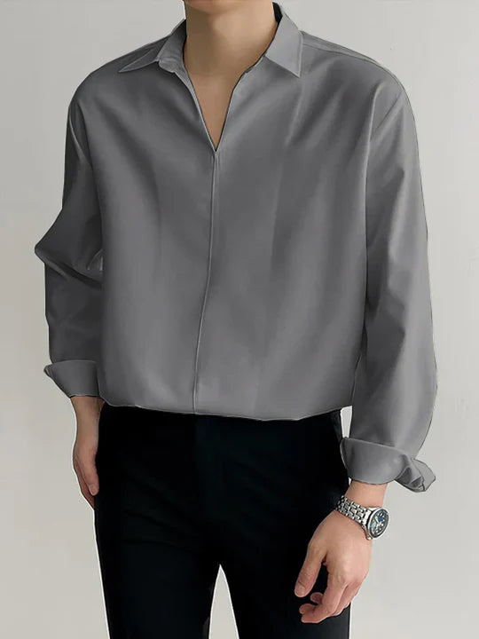 Daily Loose Solid Color Long Sleeved Shirt