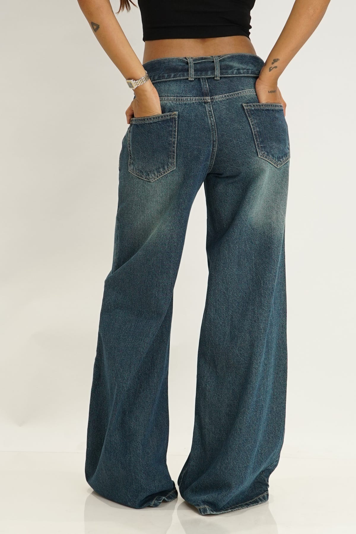 Knotty Belt Out Wide Leg Jeans