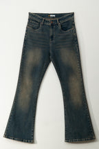 Blue Washed Burn Bootcut Jeans