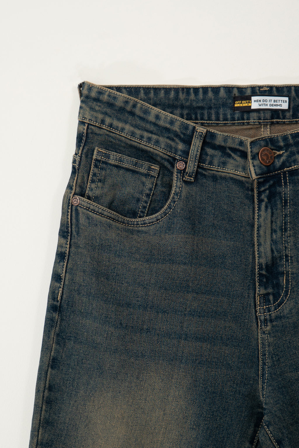Blue Washed Burn Bootcut Jeans
