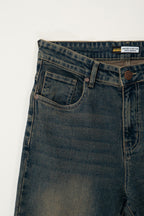 Blue Washed Burn Bootcut Jeans