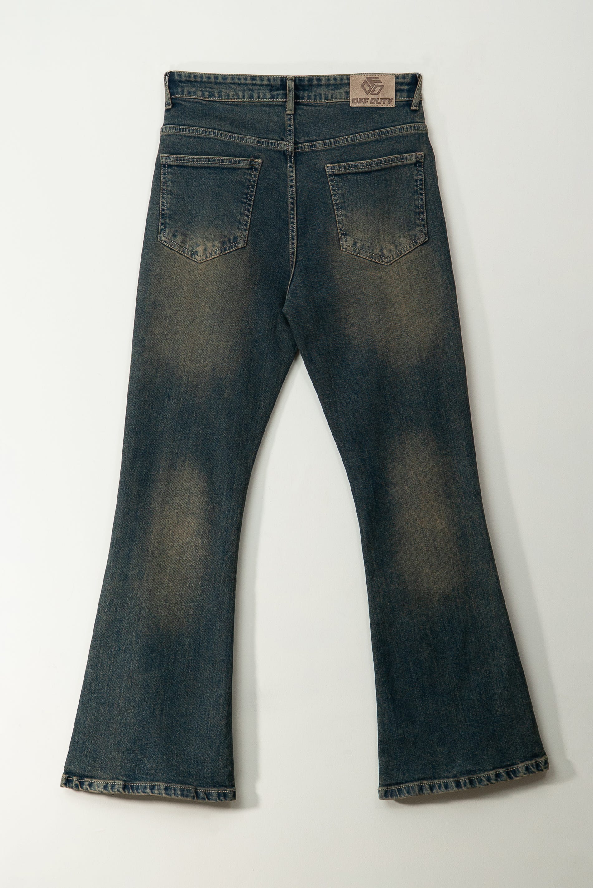 Blue Washed Burn Bootcut Jeans