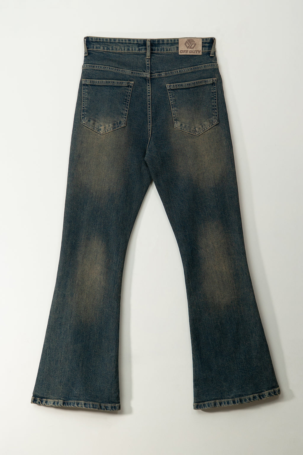 Blue Washed Burn Bootcut Jeans