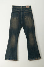 Blue Washed Burn Bootcut Jeans