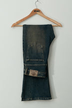 Blue Washed Burn Bootcut Jeans