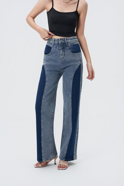Contrast Flow Straight Leg Jeans