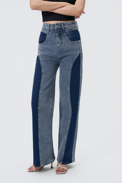 Contrast Flow Straight Leg Jeans