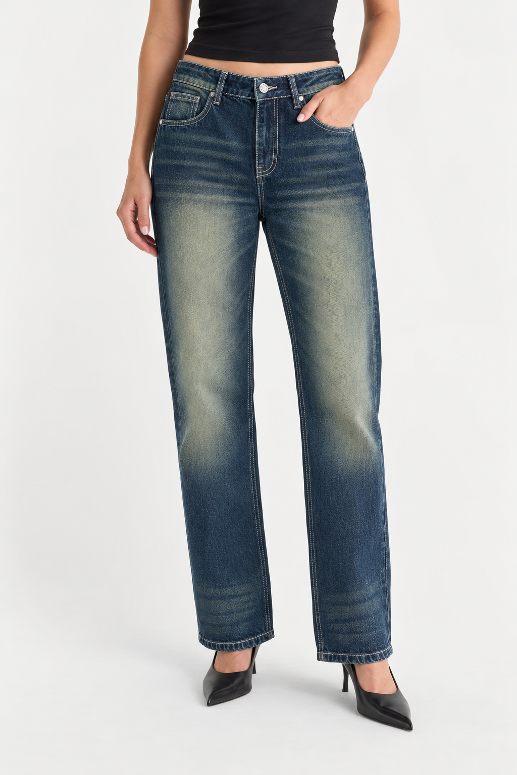 Baddie Vintage Dirty Wash Dad Fit Jeans