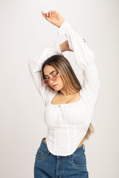 Puff Sleeve Milkmaid Crop Top