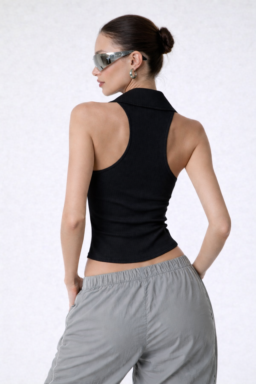 Collared Pin Up Vest Top