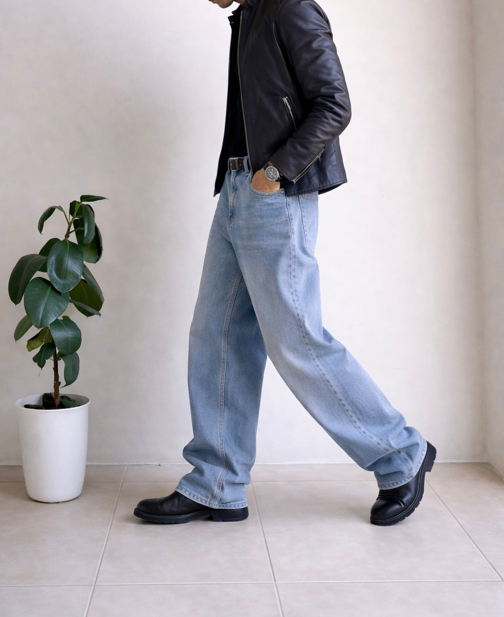 Classic Wash Blue Baggy Fit Jeans