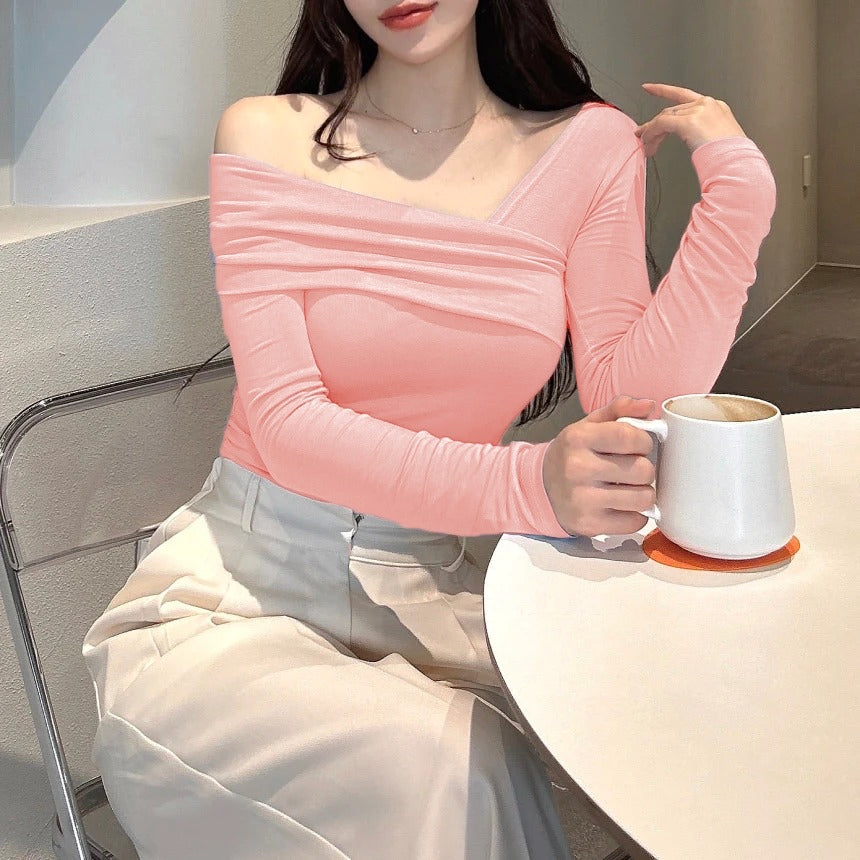 Korean Way Overlpped Off Shoulder Top