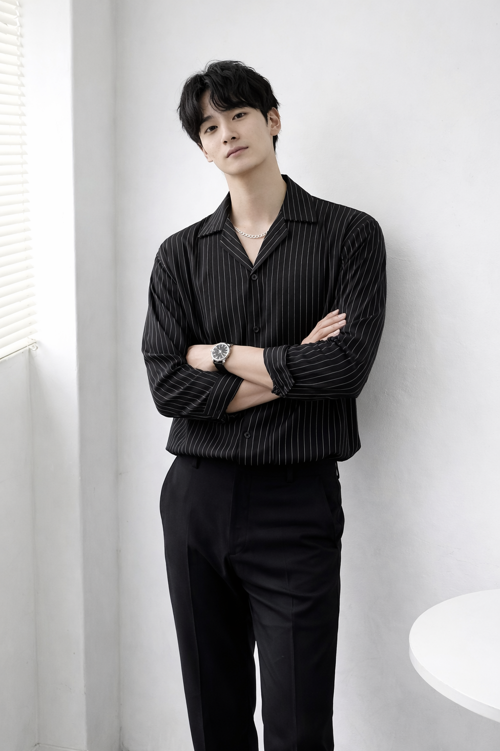 The Stripe Full Sleeves Korean Shirt