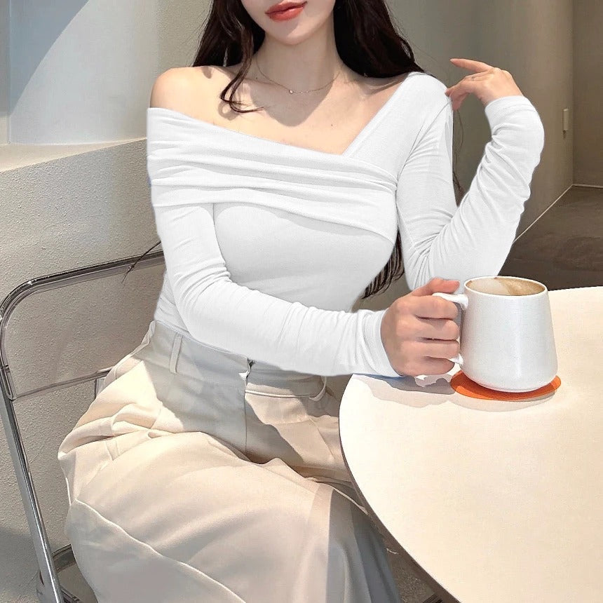 Korean Way Overlpped Off Shoulder Top