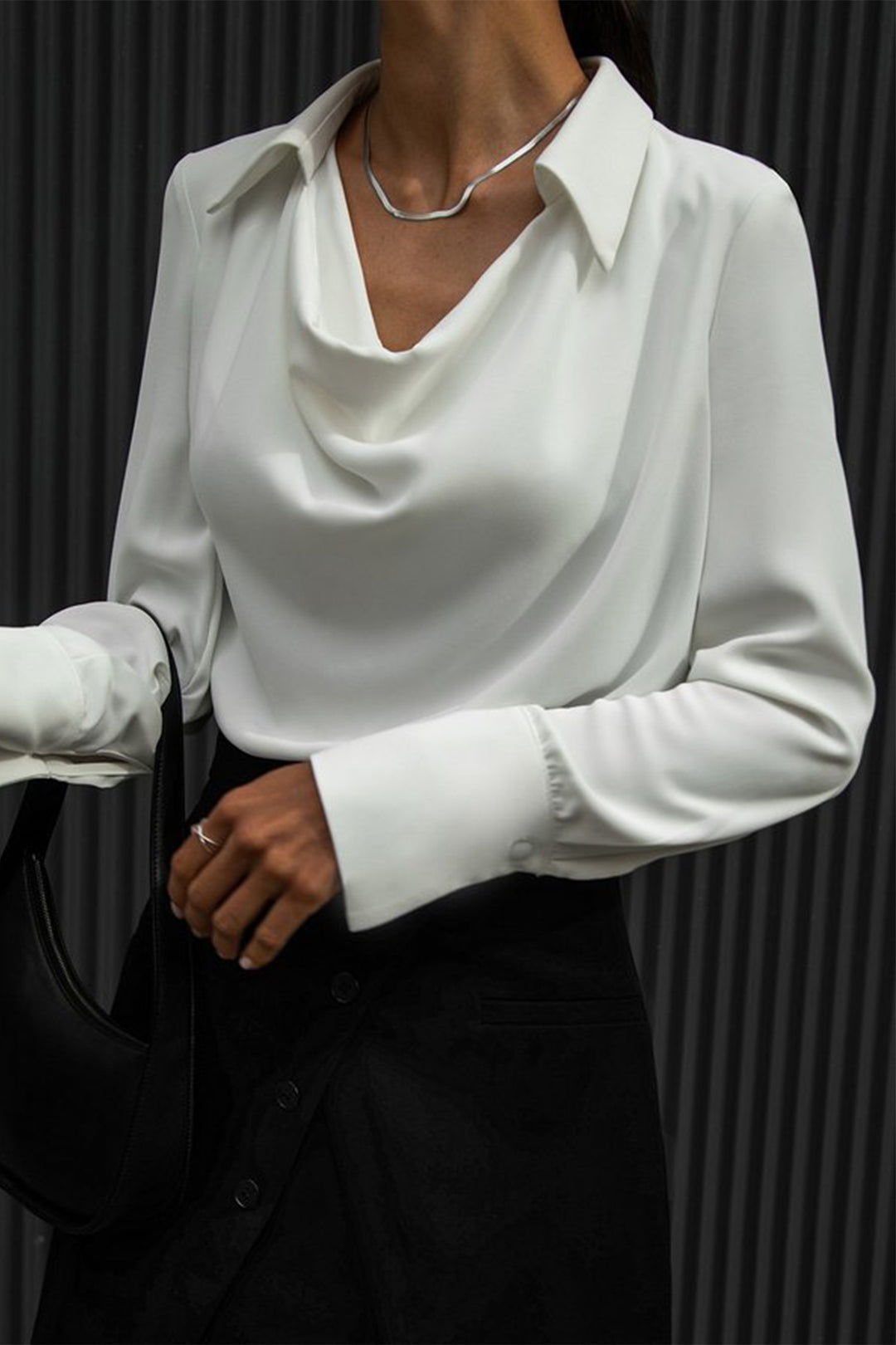 Cowl neck collared blouse