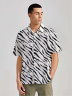 zebra print short sleeve shirt