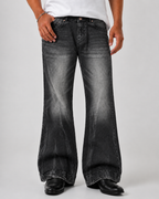 Black Shadow Flame Wash Flare Bootcut Jeans