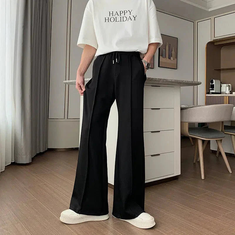 Flared Elastic Waist Wide-leg Sweatpants