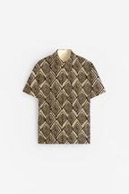 Brown Trillion print Short Sleeve Shirt