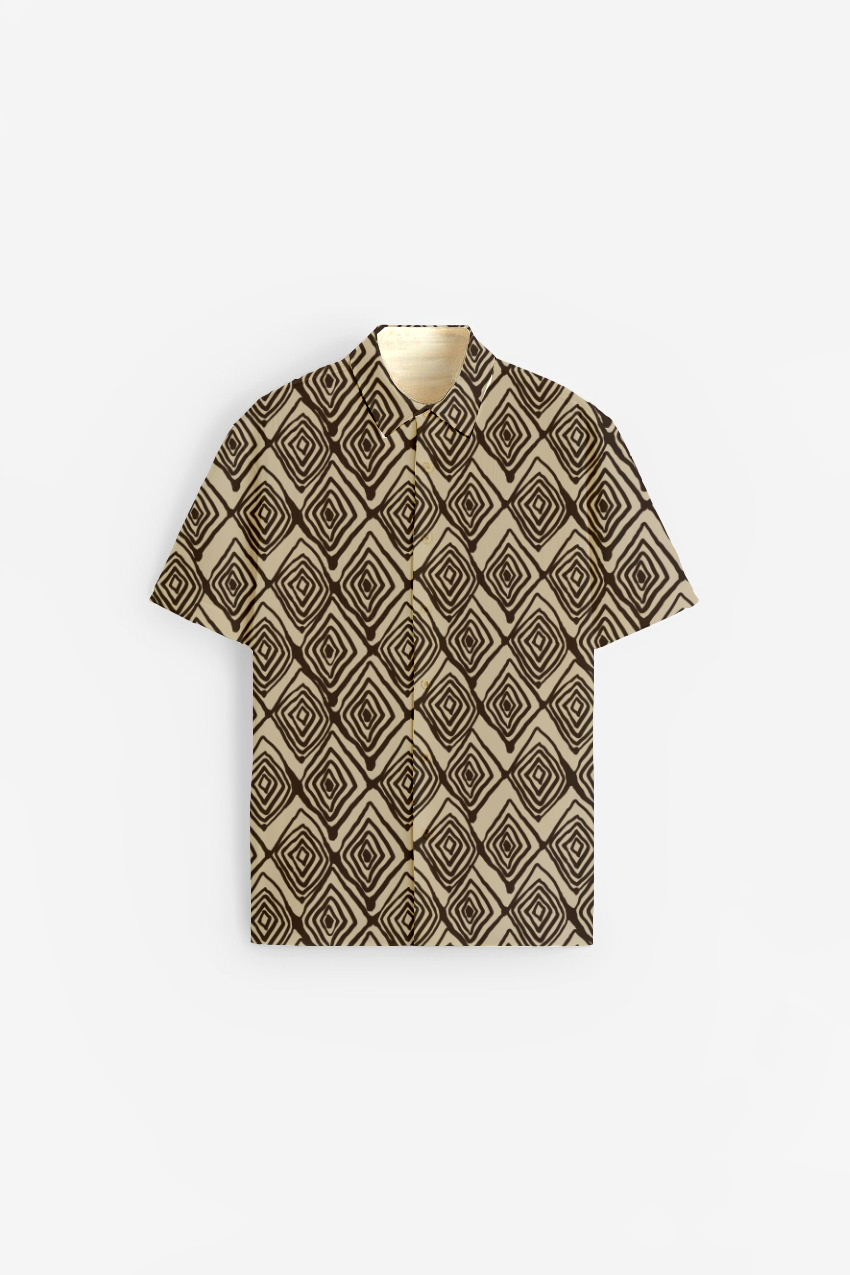 Brown Trillion print Short Sleeve Shirt
