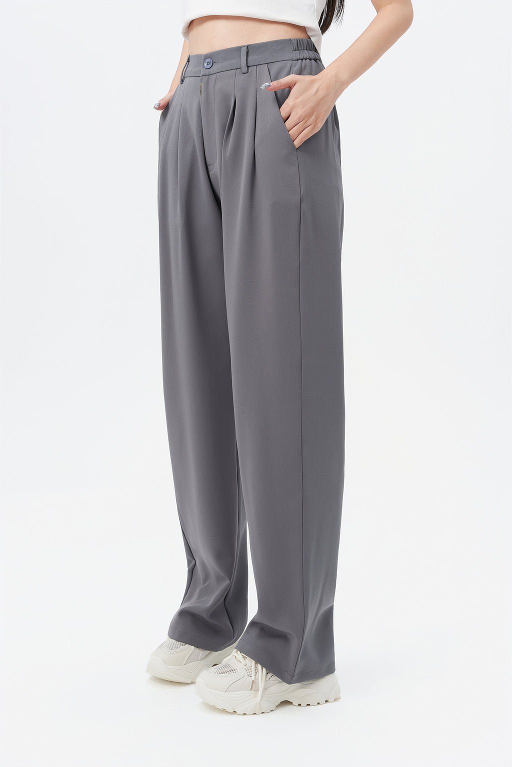 Fossil Grey Korean Relaxed Pants