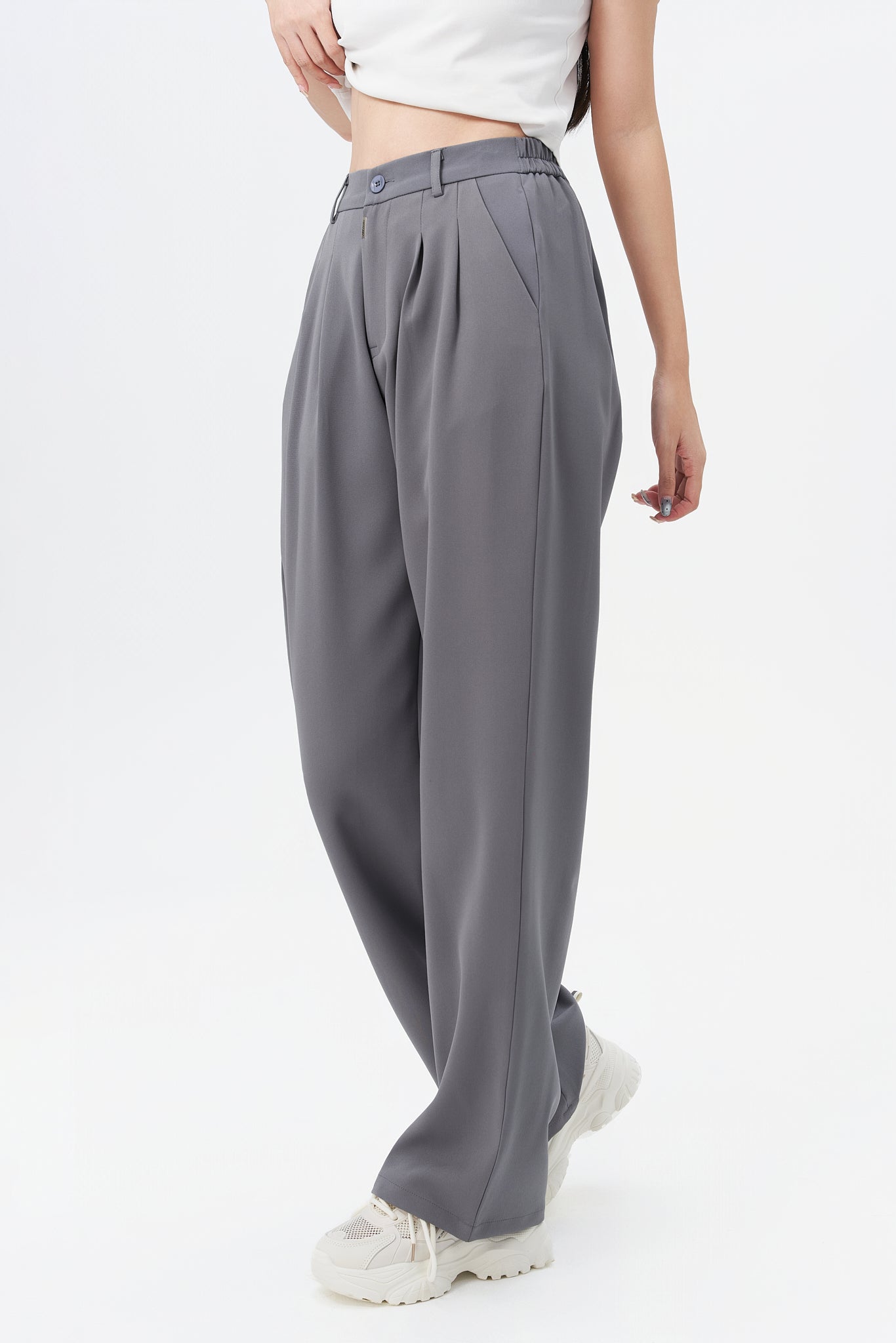 Fossil Grey Korean Relaxed Pants