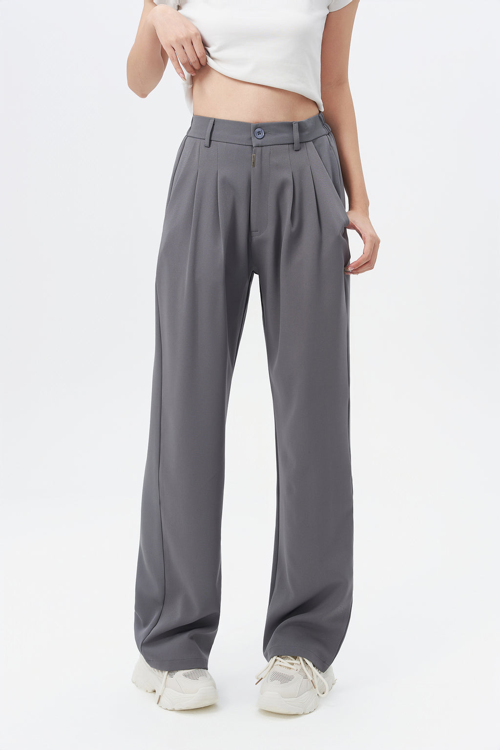 Fossil Grey Korean Relaxed Pants