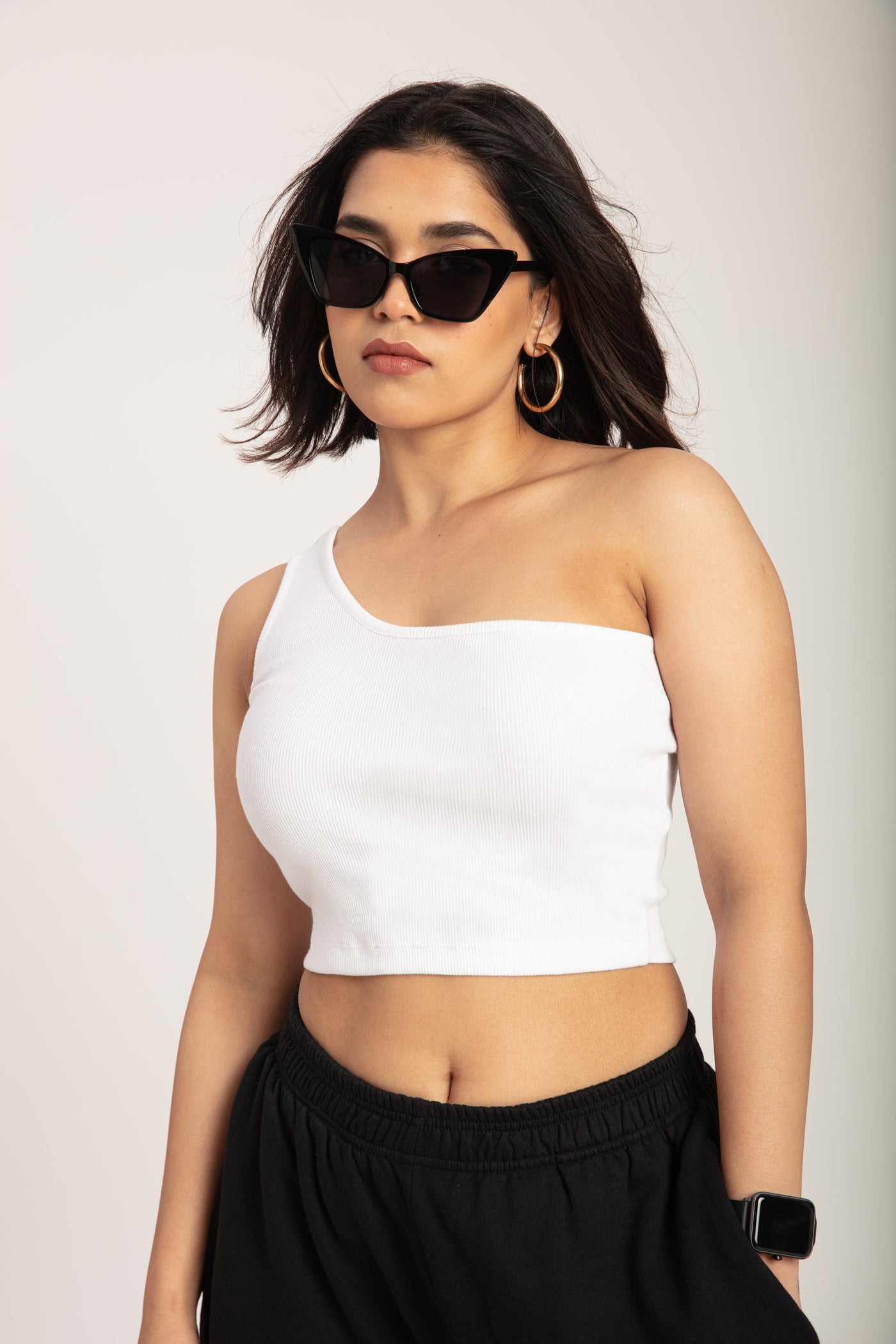 Basic One Shoulder Crop Top