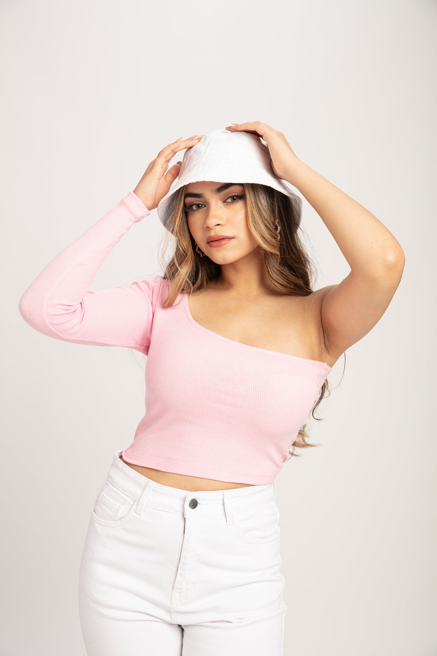 Millennial pink Basic One Shoulder Top