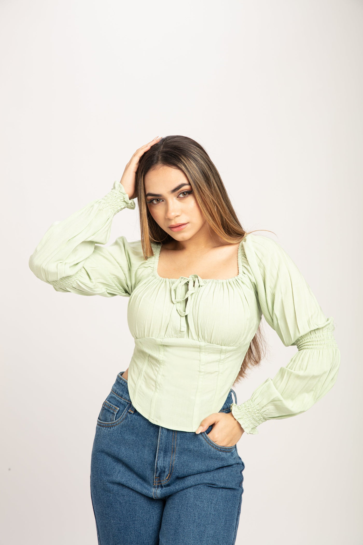 Puff Sleeve Milkmaid Crop Top