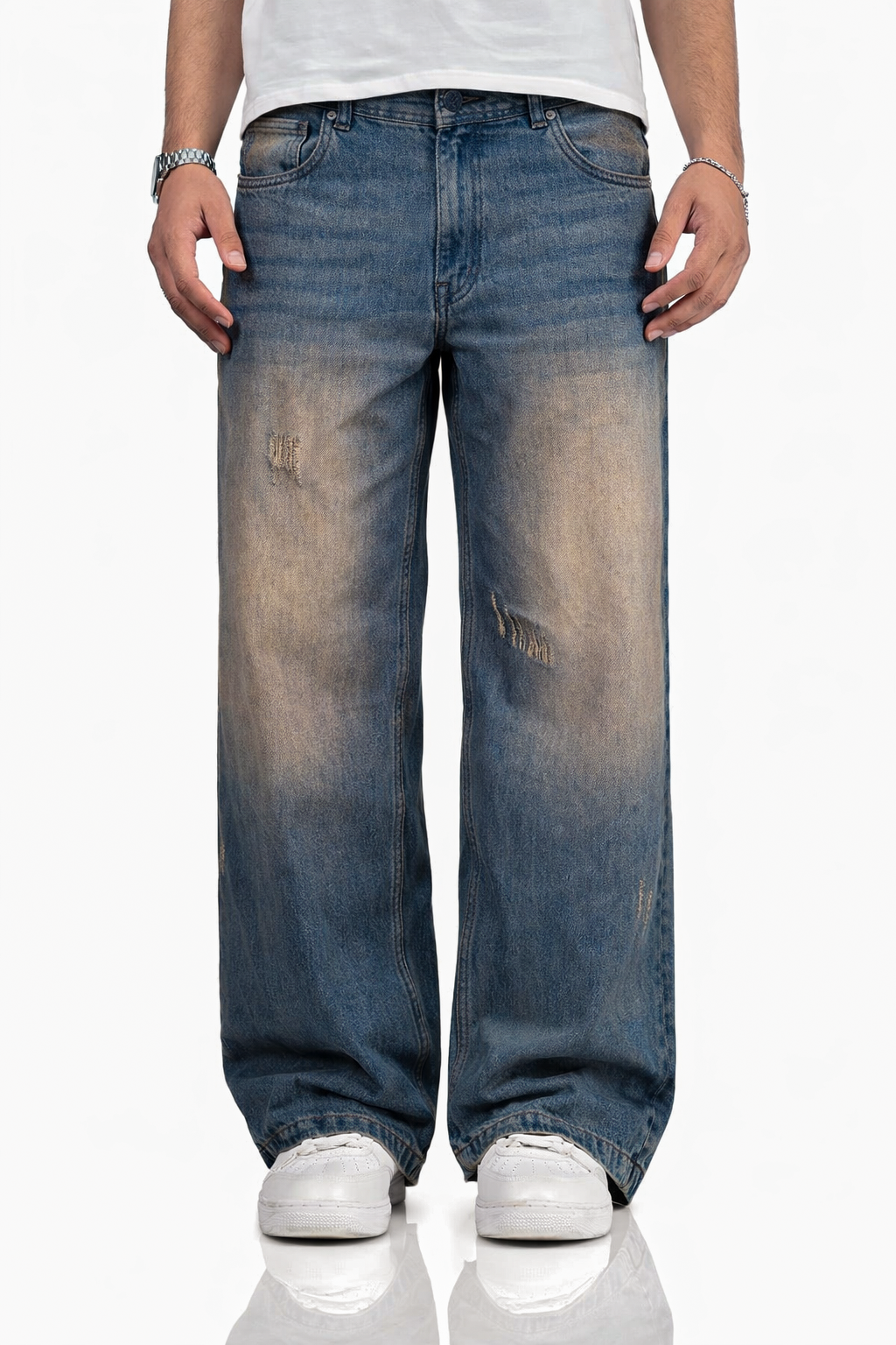 Teal Bronze Baggy Wide Leg Jeans