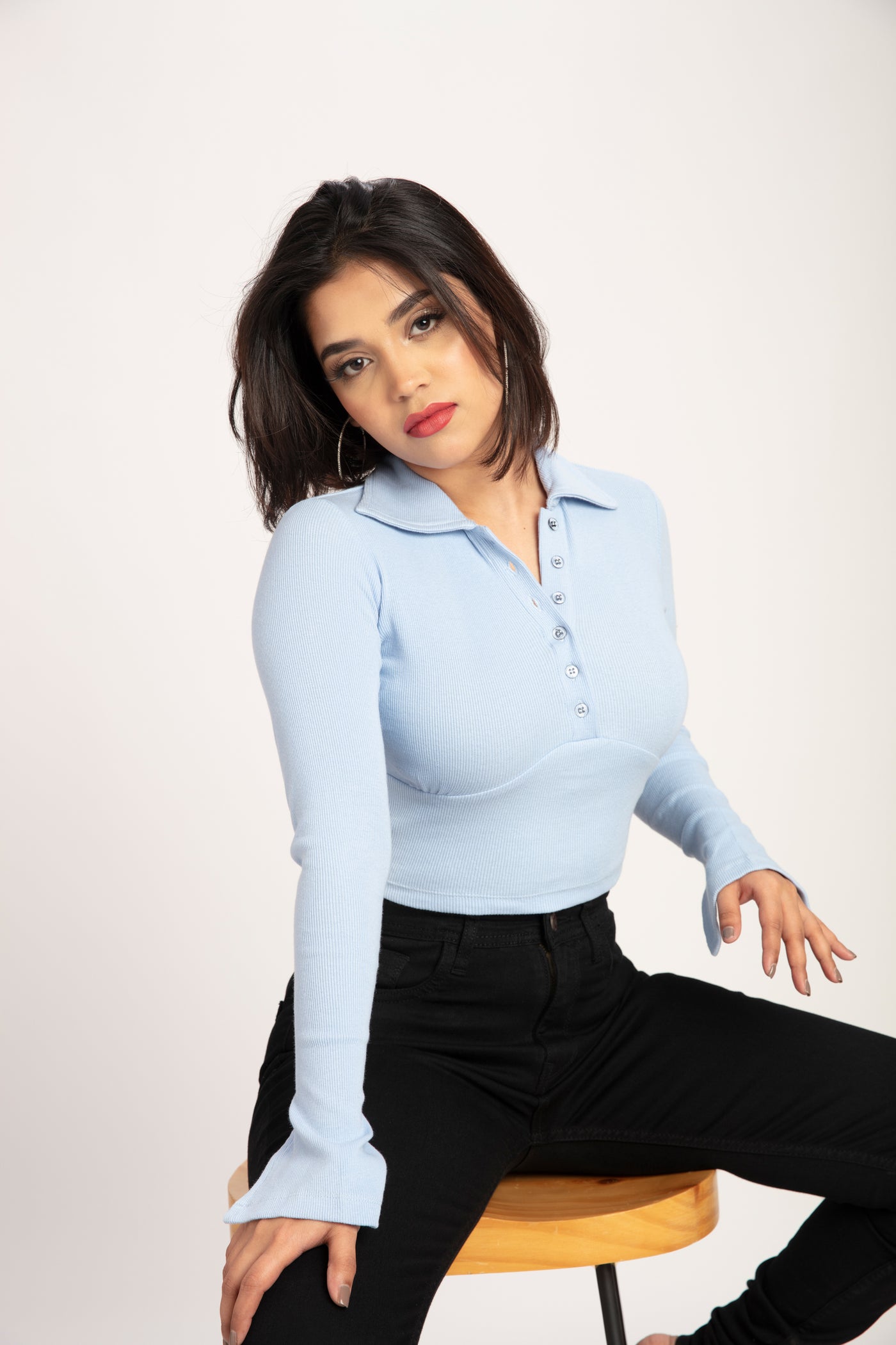 Baby Blue Corset Like Crop Top