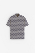 Greyish Blue geometric Print Short Sleeve Shirt