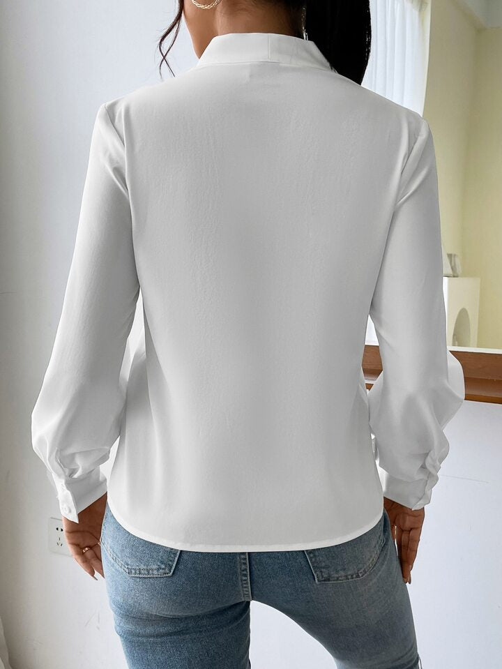 V Neck Pleated Blouse