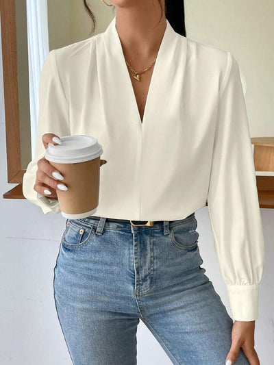 V Neck Pleated Blouse