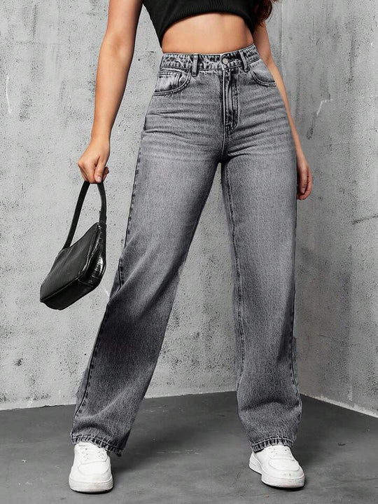 Fashion grey straight jeans