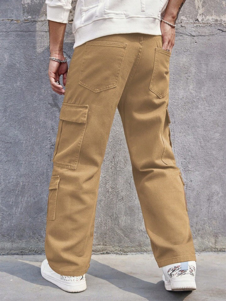 Neutral Nude Men Baggy Fit Cargo