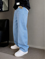 Slate Blue Baggy Fit Rigid Jeans