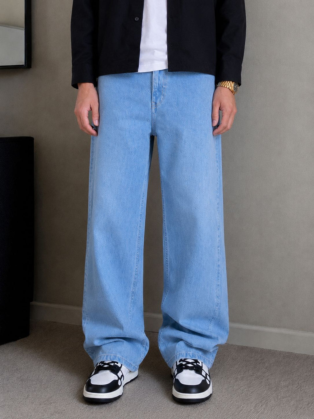 Slate Blue Baggy Fit Rigid Jeans