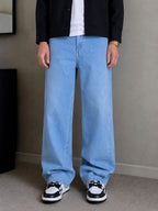 Slate Blue Baggy Fit Rigid Jeans