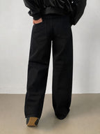 Pure Black Baggy Fit Rigid Jeans