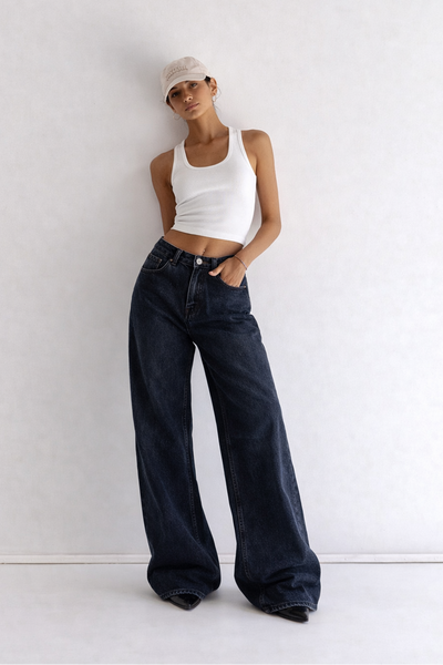 Deep Night Blue Wide Leg Jeans
