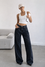 Deep Night Blue Wide Leg Jeans