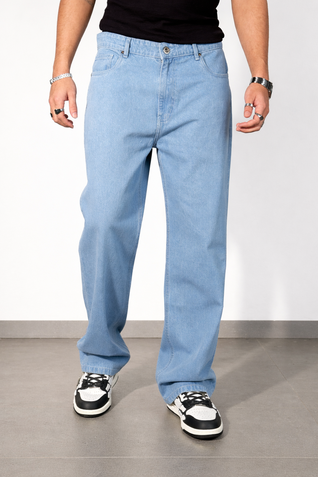 Slate Blue Baggy Fit Rigid Jeans