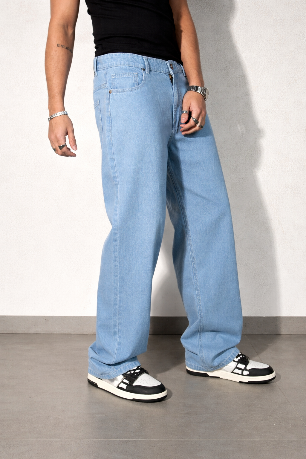 Slate Blue Baggy Fit Rigid Jeans