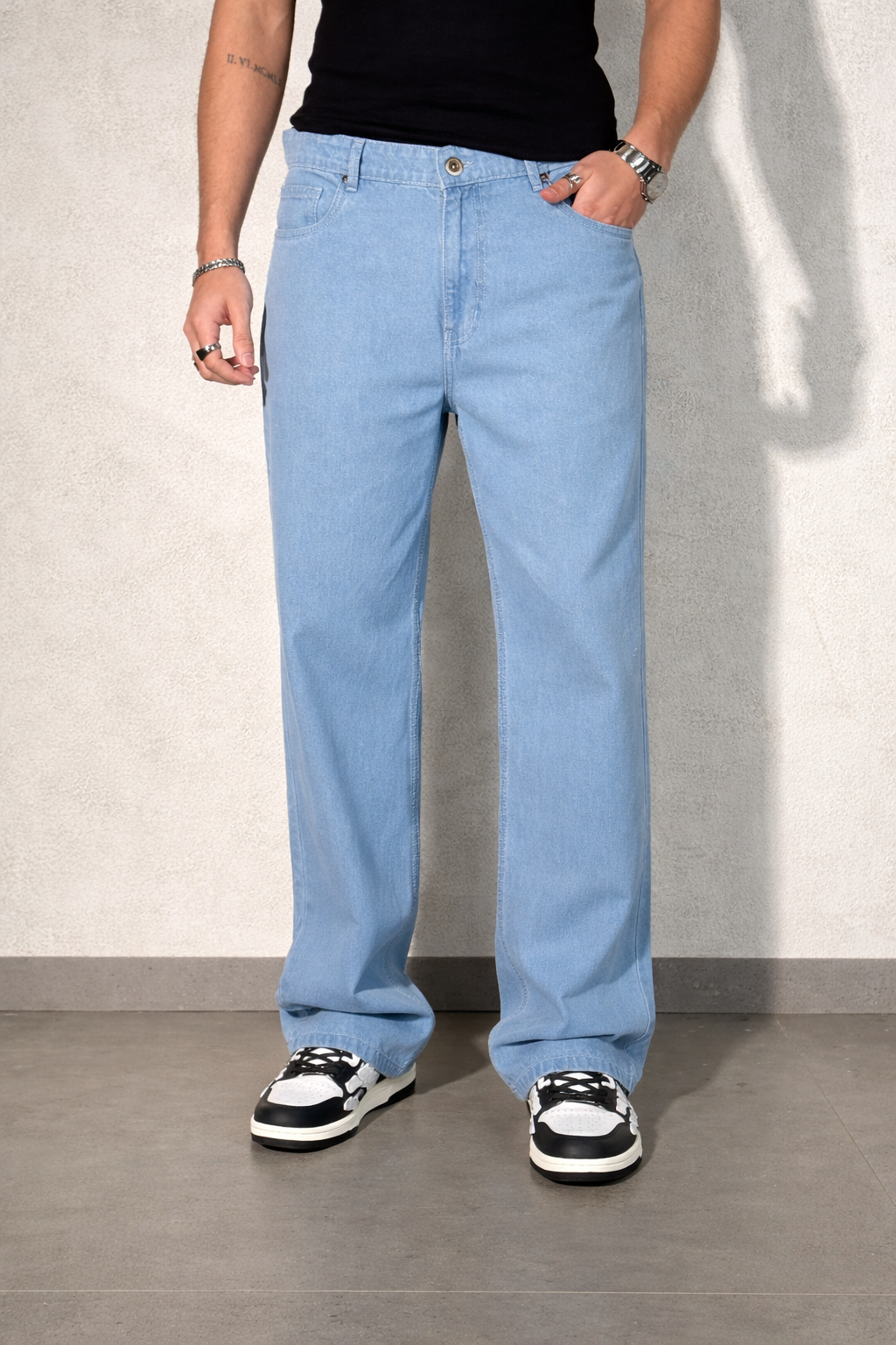 Slate Blue Baggy Fit Rigid Jeans